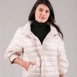 My Anorak Ivory Crop Sleeve Puffer Jacket